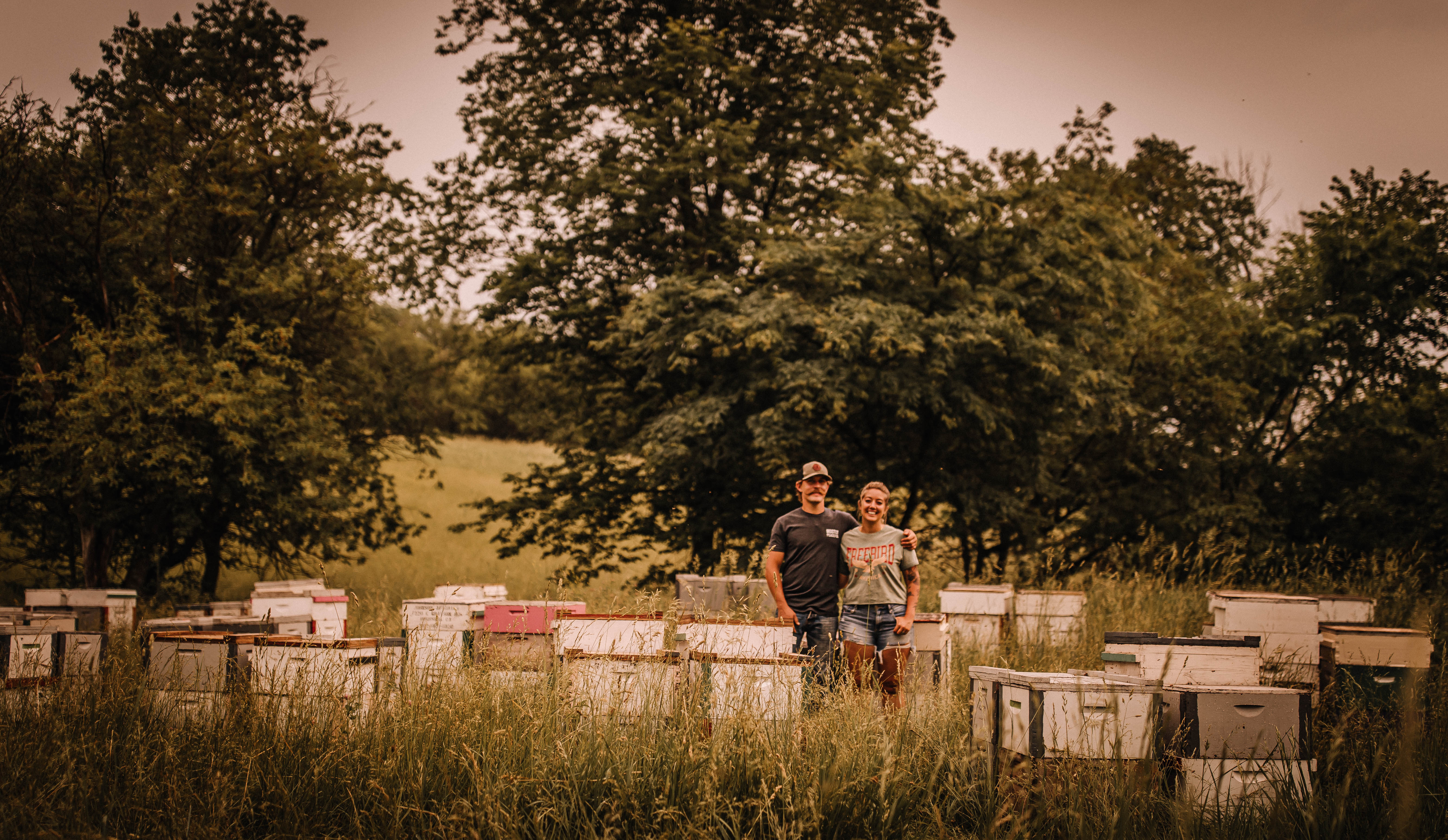 Tyler & Sara in one of their bee yards