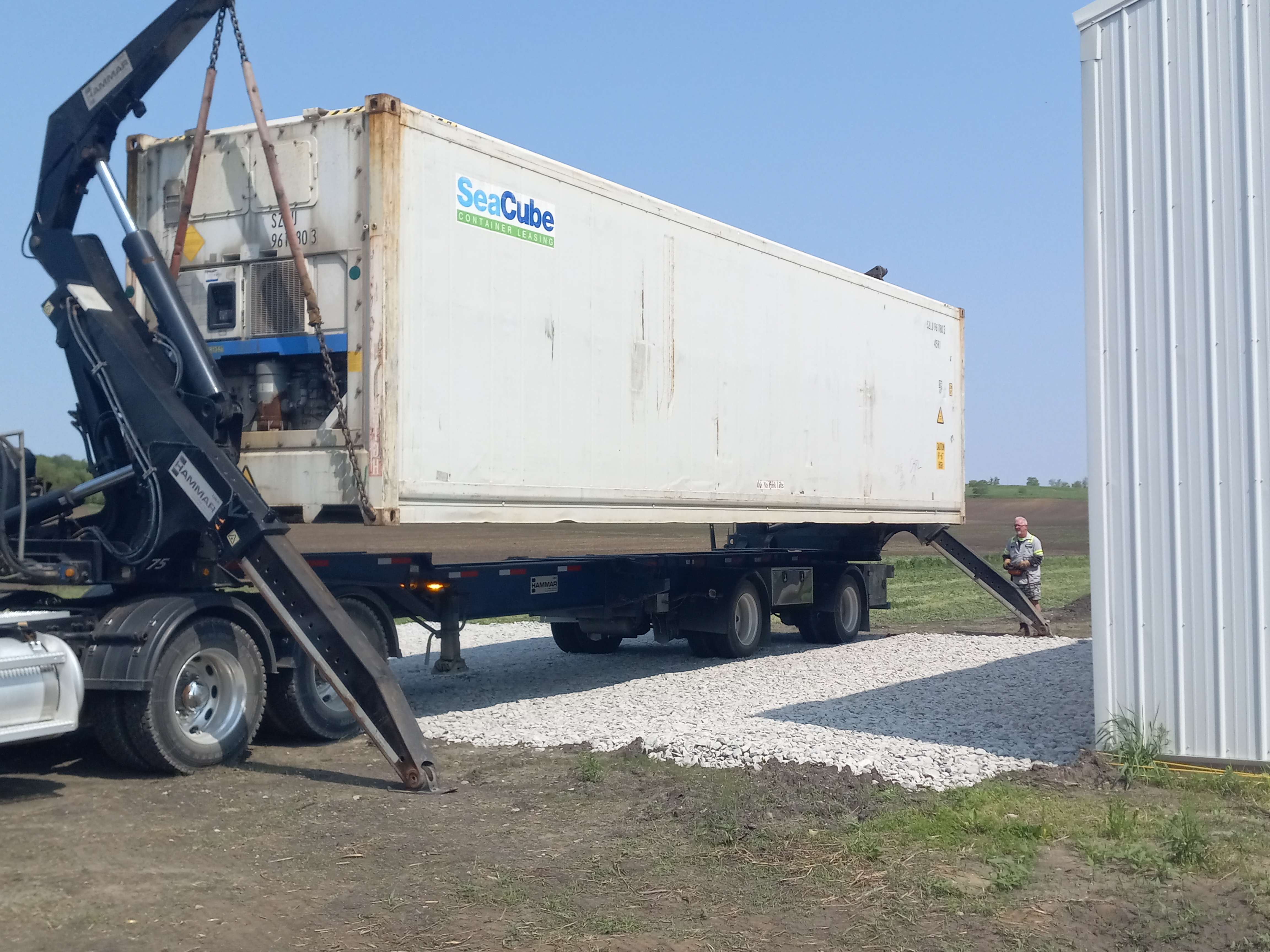 A refrigerated shipping cube is ready for use on the new pad