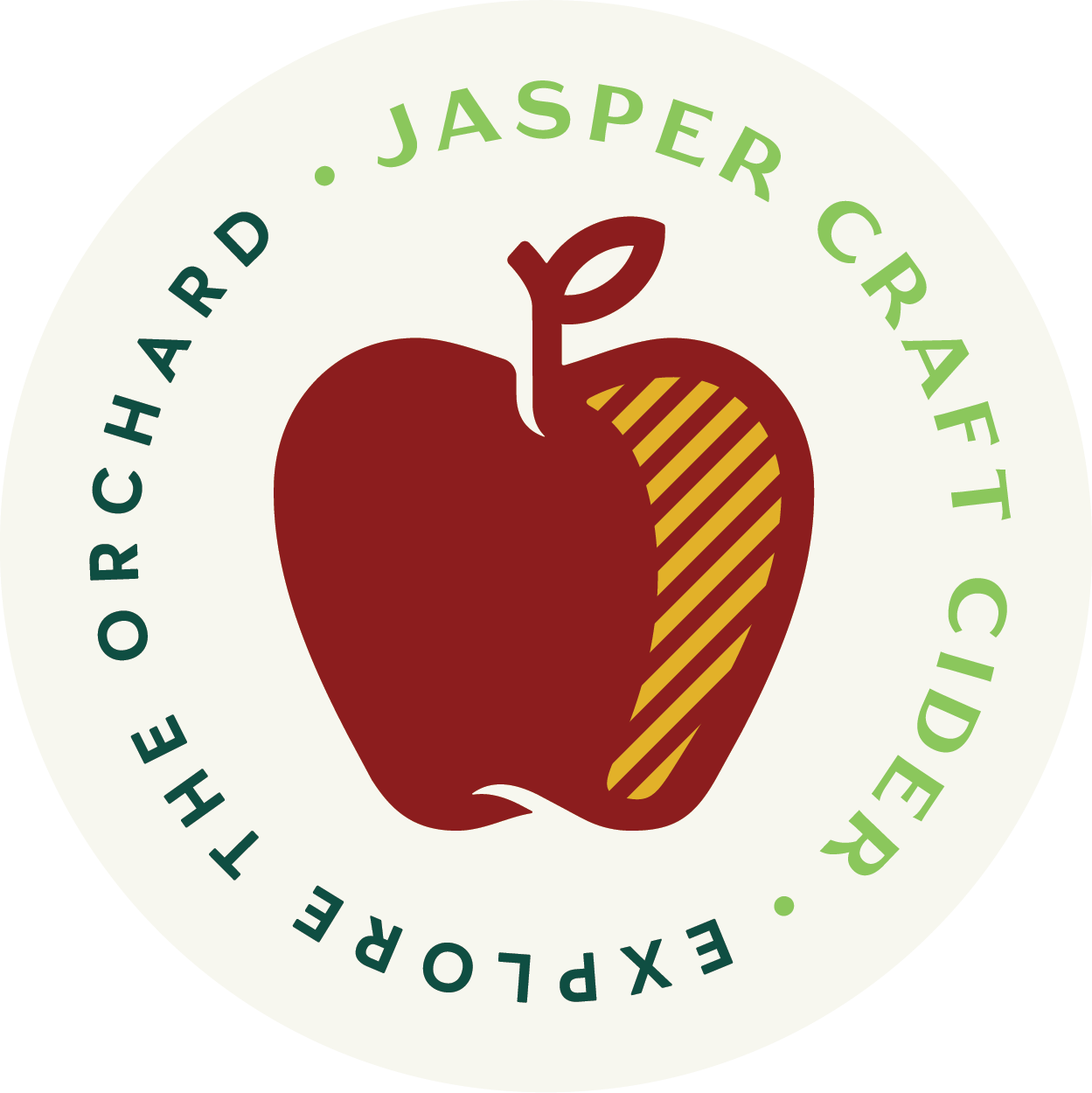 Logo for Jasper Cider.  Text rings an apple illustration.