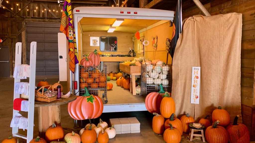 Punkin display set up at the Farmers Market