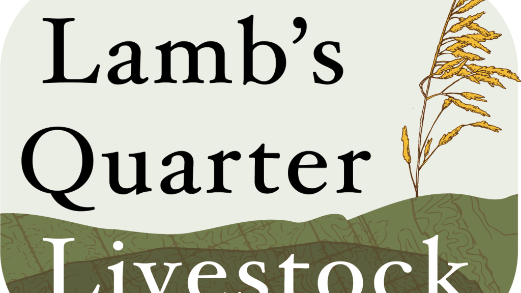 Logo reads Lamb's Quarter Livestock with an image of brome grass