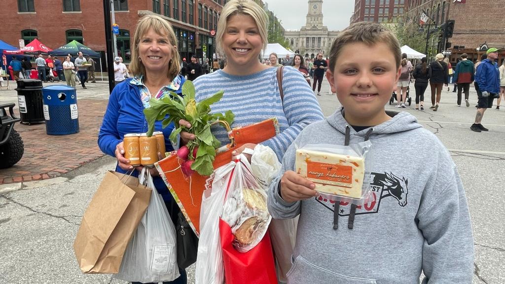 Happy market customers