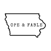 Ope & Fable text inside the state of Iowa.